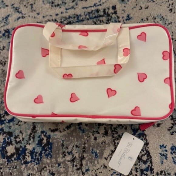 NEW NWT D. PORTHAULT PARIS TROTTER LARGE COSMETICS TOILETRY BAG CASE PINK HEARTS - Picture 2 of 3